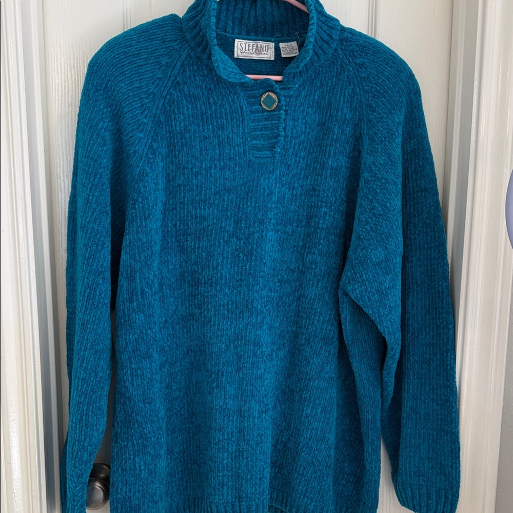 Stefano World wide Teal Cowl Neck Women's Sweater.